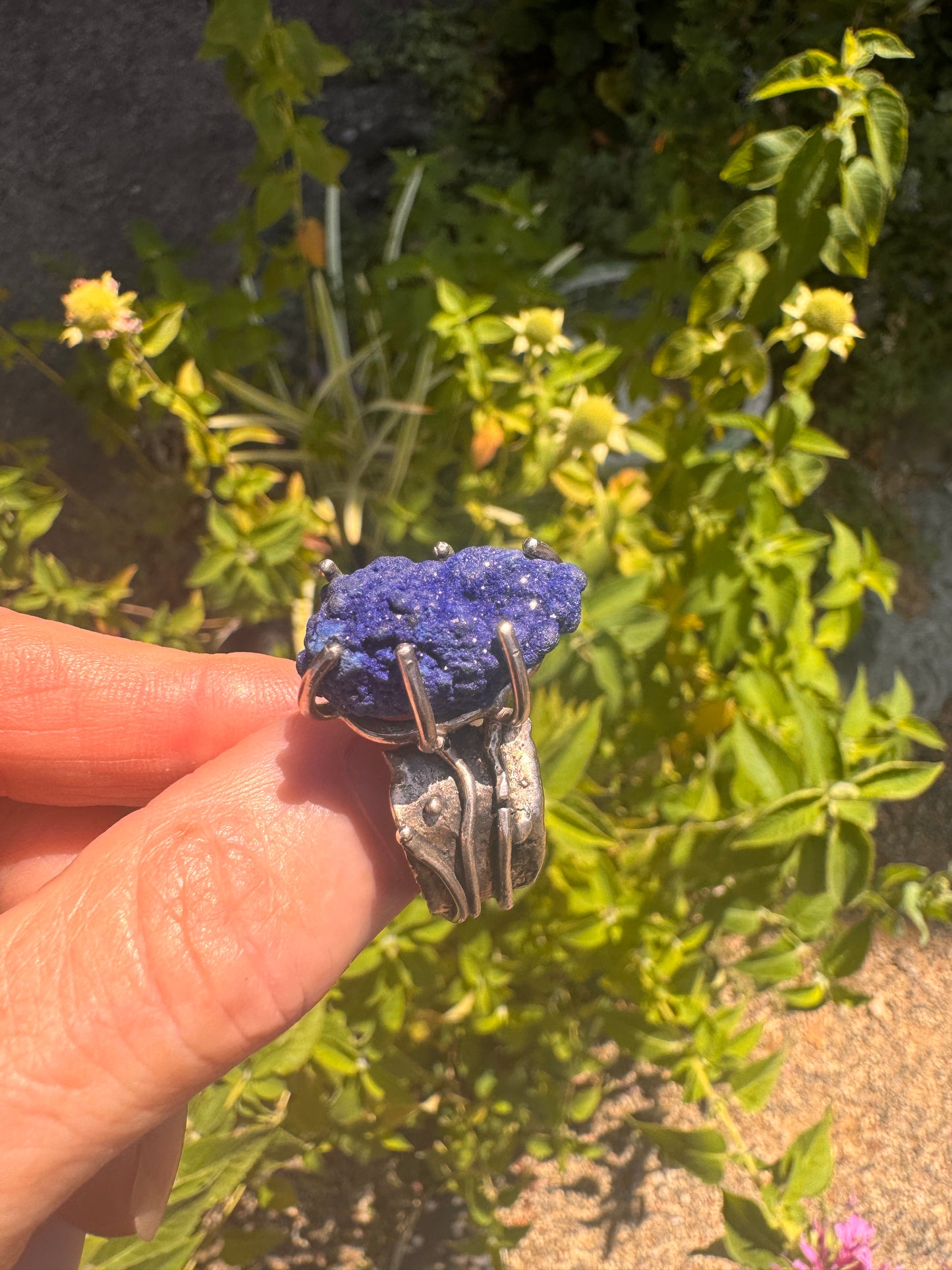 Raw Blue Azurite Statement Ring