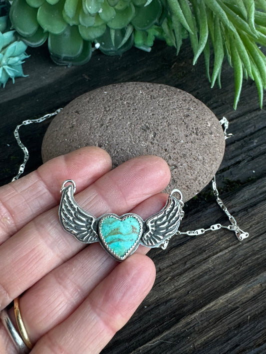 Angel Wing Kingman Turquoise Necklace
