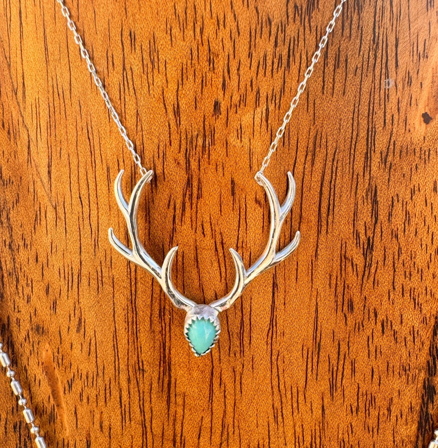 Antler Necklace With Turquoise Skull
