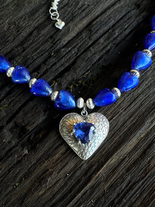 Tanzanite Sterling Silver Heart Necklace
