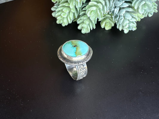 Turquoise Statement Ring - Aqua Blue/Green Turquoise With Amazing Matrix