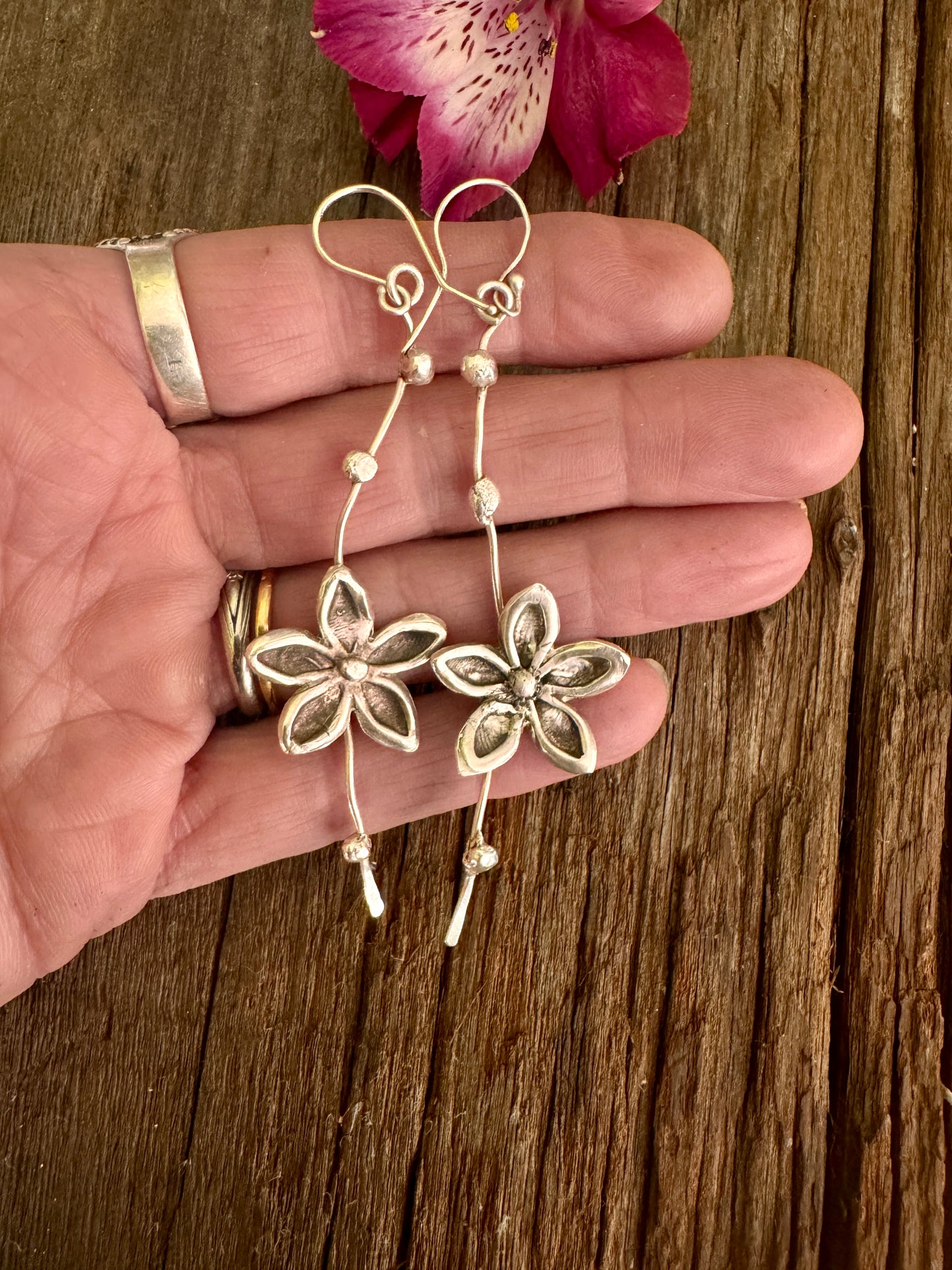 Sterling Plumeria Everyday Dangle Earrings