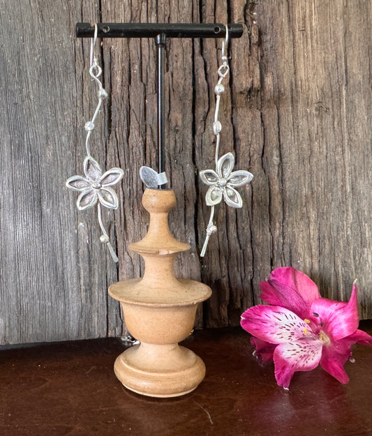 Sterling Plumeria Everyday Dangle Earrings