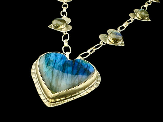 Labradorite “Love” Heart Statement Necklace