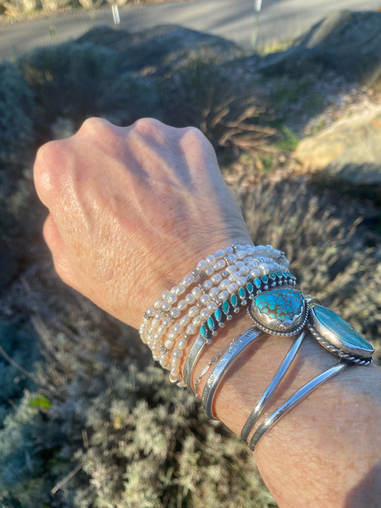 Moonlight - Freshwater Seed Pearls And Sterling Sliver Multi Strand Necklace Or Wrap Bracelet.