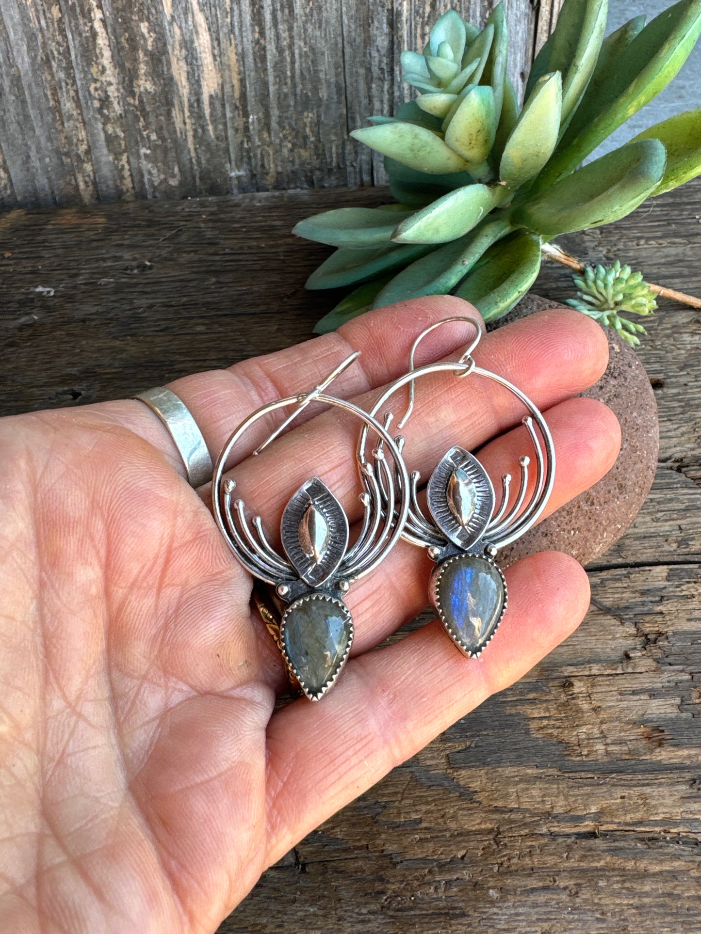 Labradorite And Sterling Pinnacle Earrings