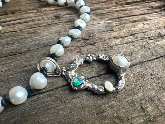 Song Of The Sea- Freshwater Pear Australian Opal, Ethiopian Opal & Kunzite Necklace