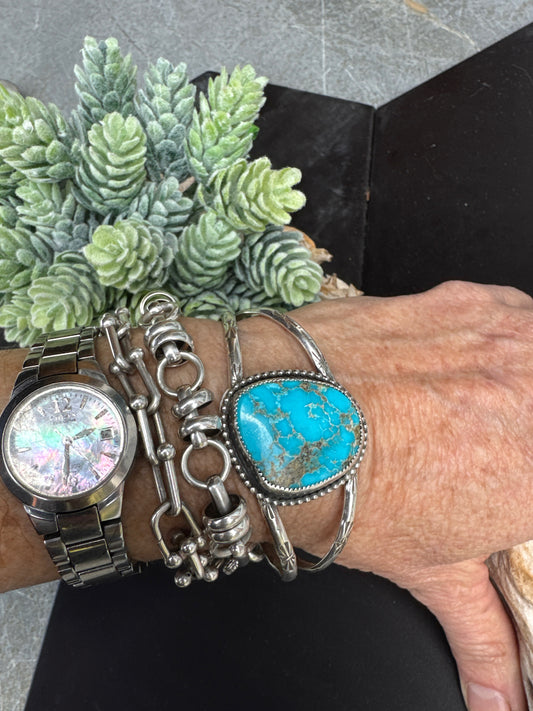 Pilot Mountain Hand Stamped Turquoise Cuff