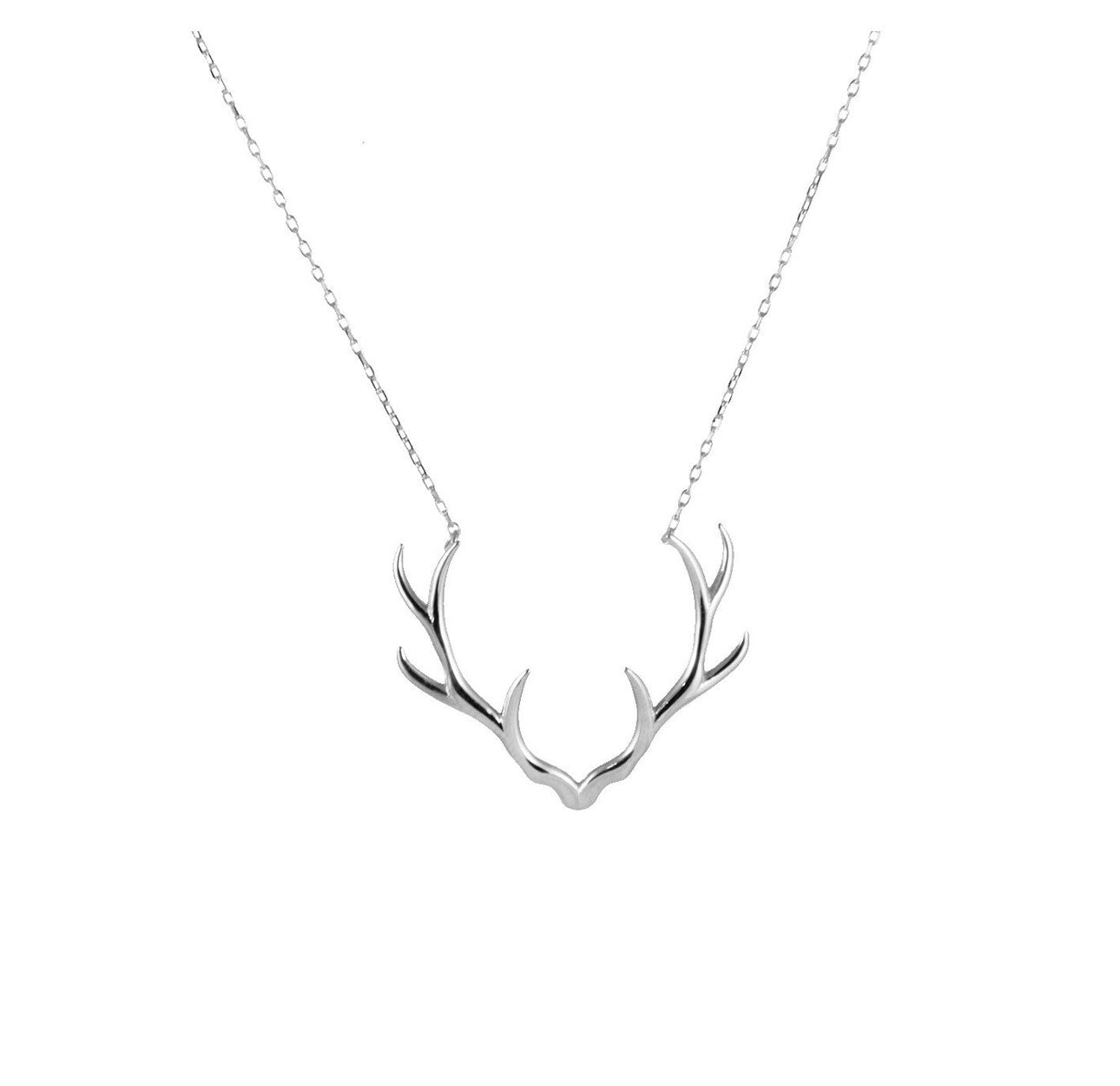 Sterling Silver OR Gold Filled Antler Necklace With Gemstone