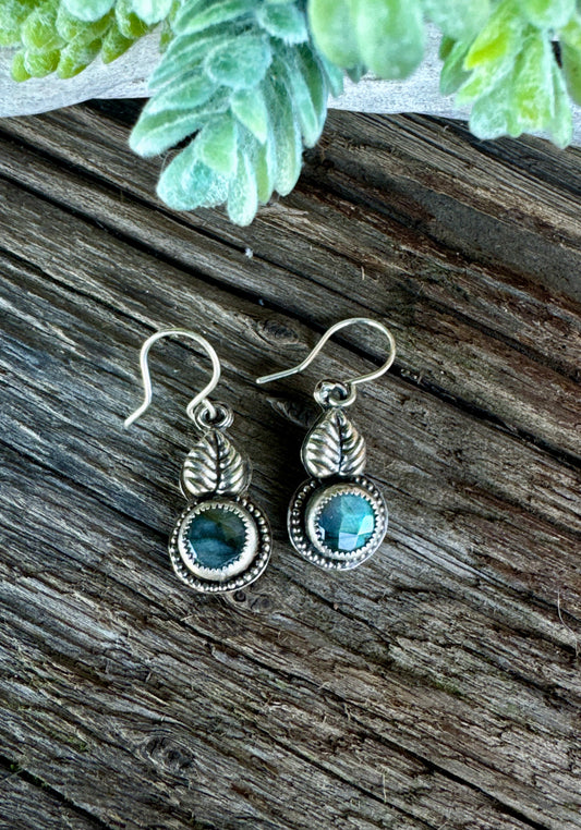 Secret Garden Earrings - Sterling Silver And Faceted Labradorite Small Drop Botanical Earrings