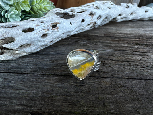 The Pollinator Ring - Bumble Bee Jasper And Sterling Silver Spinner Ring