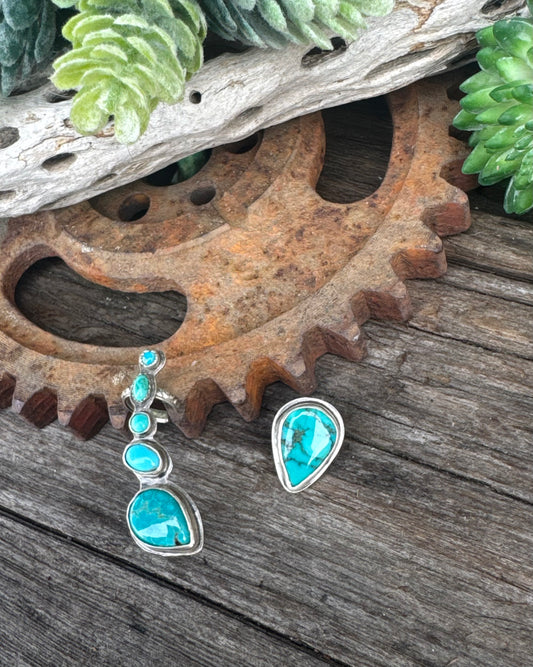 Blue Mesa Cuff Earrings - Sterling And Turquoise Ear Cuff Ear Climbers