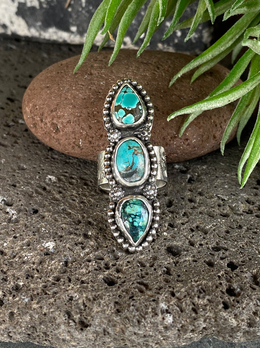 Triple Turquoise Totem Ring