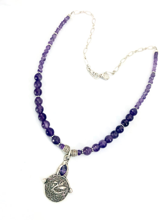 Sterling & Amethyst Dragon Necklace