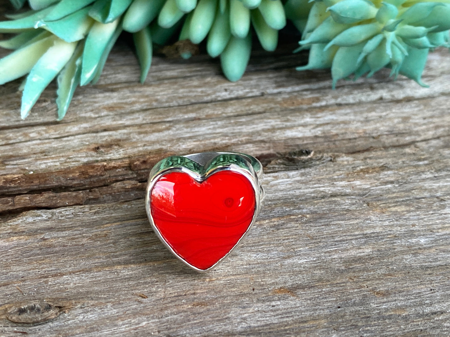 Red Hot Rosarita Heart And Sterling Silver Statement Ring