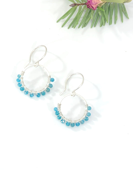 Sterling Silver And Amazonite Wrap Earrings