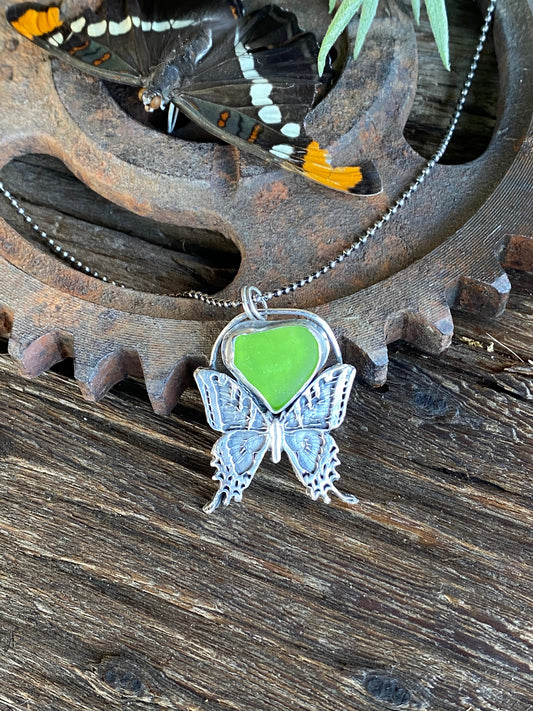 Sterling Seaglass Swallowtail Necklace