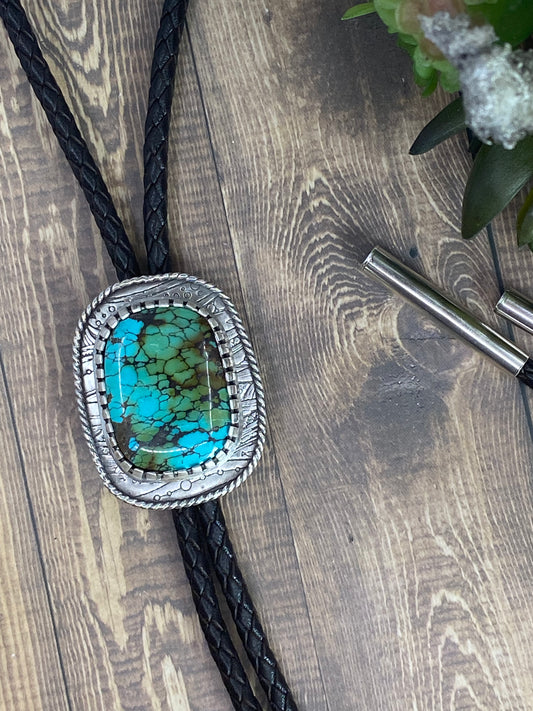 Hubei Turquoise And Sterling Silver Bolo Tie