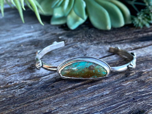 Royston Turquoise And Recycled Sterling Silver Cuff Bracelet