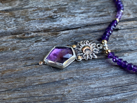 Amethyst Shoot For The Moon Sterling And Gold Pendant