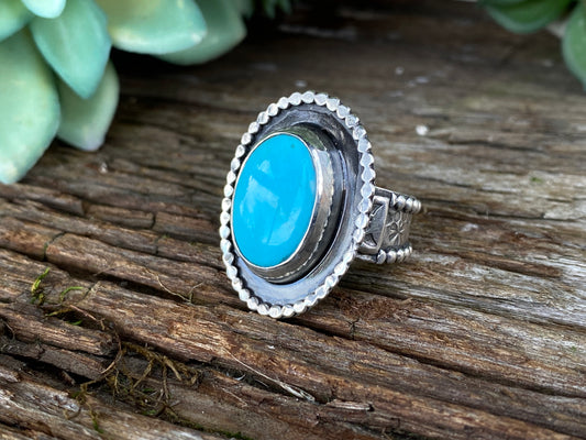Sleeping Beauty Turquoise And Sterling Statement Ring
