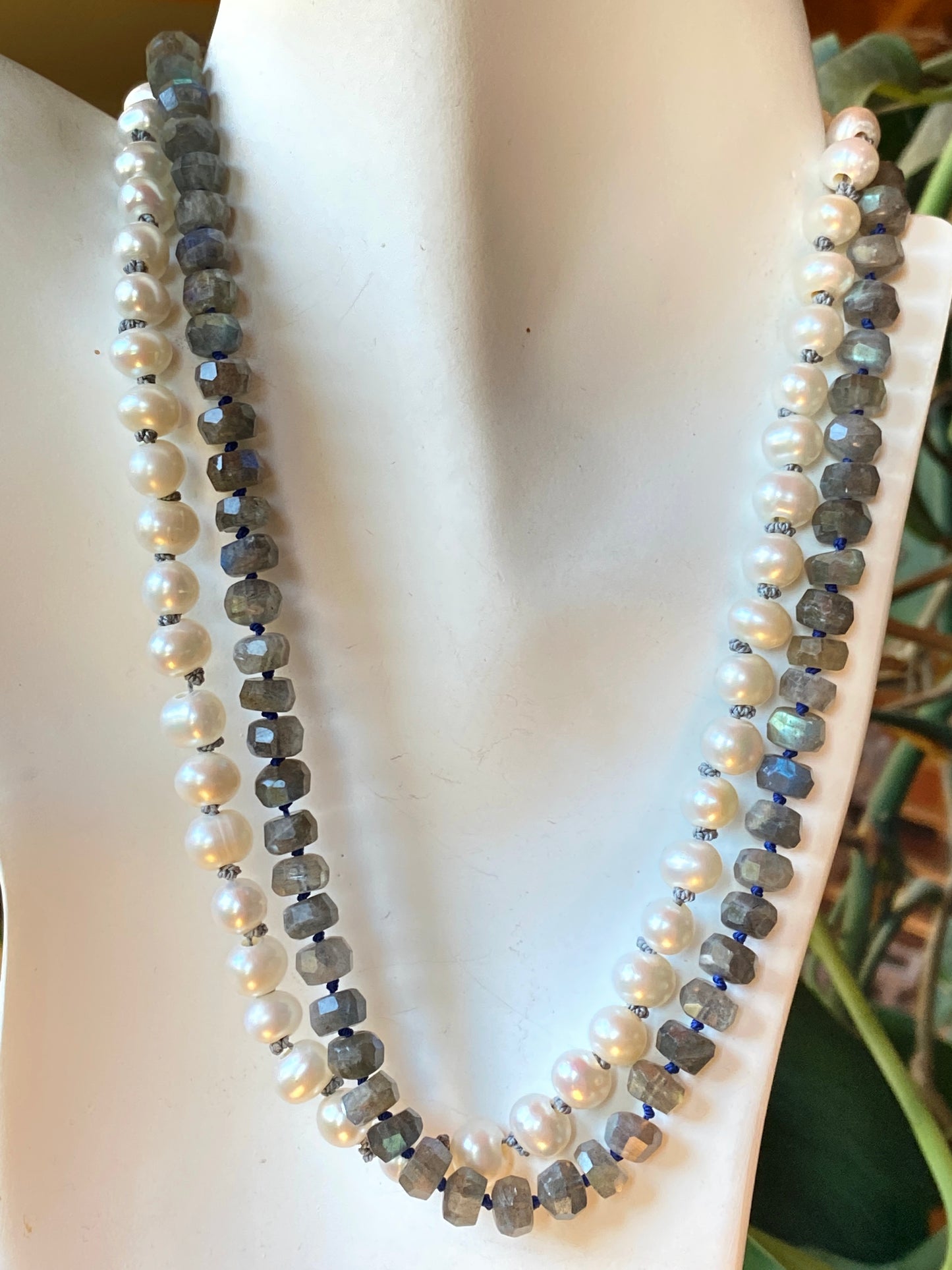 Pink Rose Quartz Gemstone Hand knotted Silk Necklace