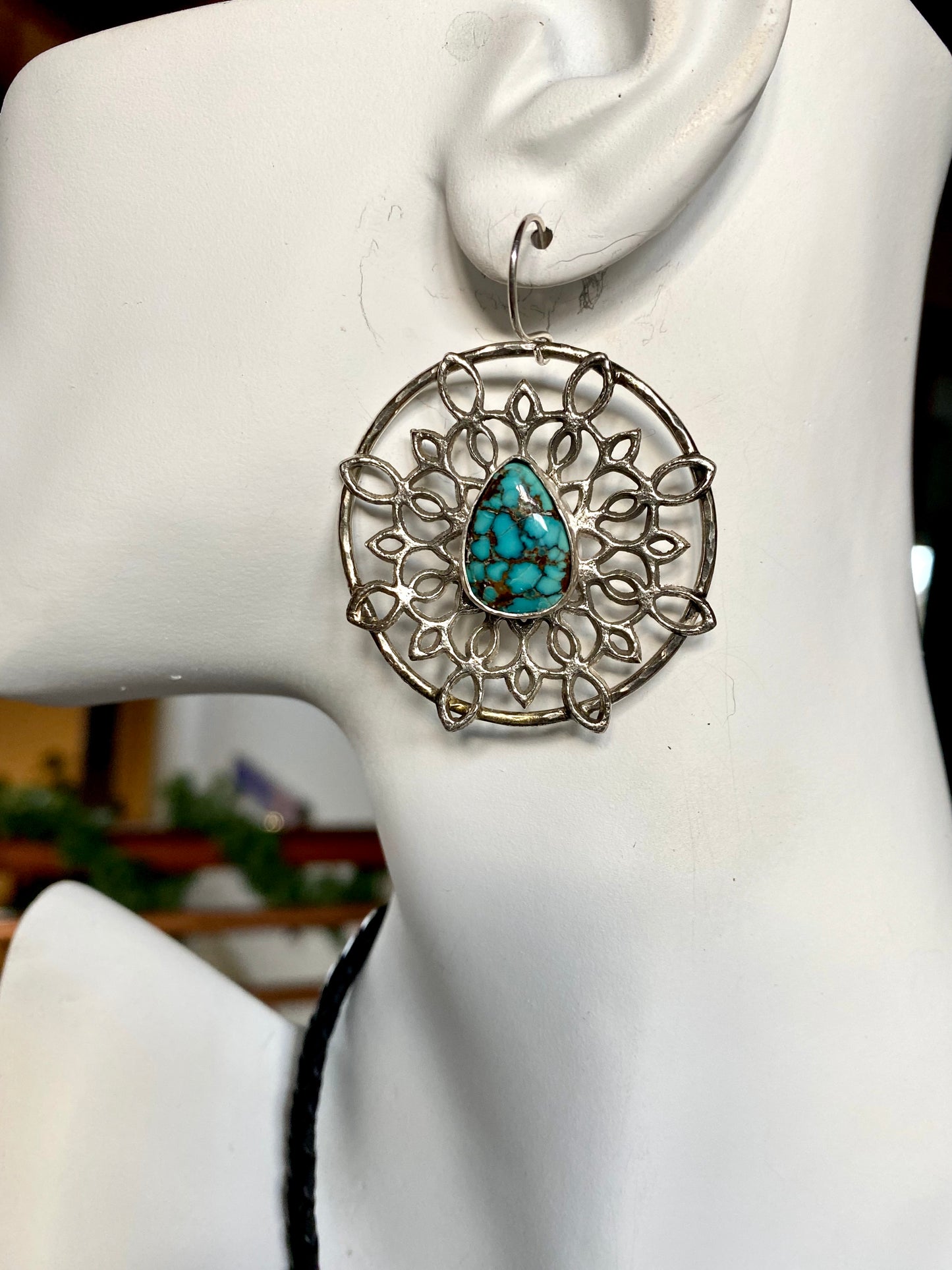 Sterling Silver And Turquoise Snowflake Earrings