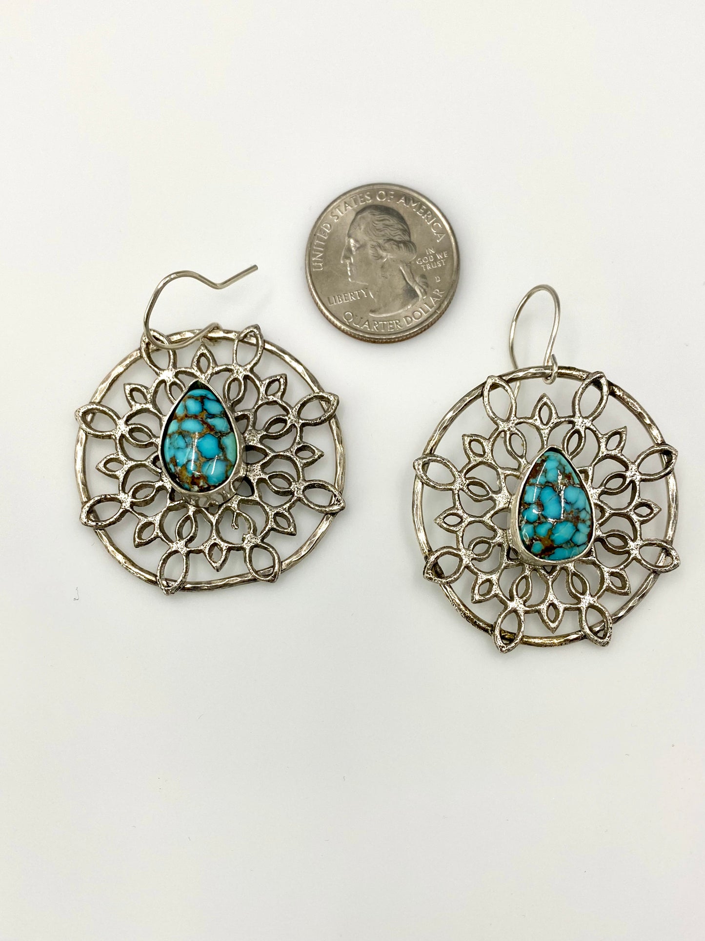 Sterling Silver And Turquoise Snowflake Earrings
