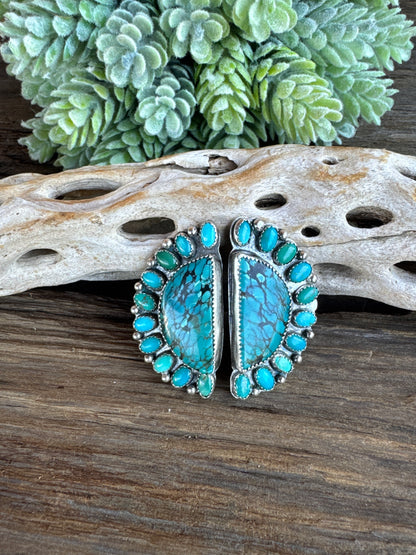 Large Kingman Turquoise Cluster Post Earrings