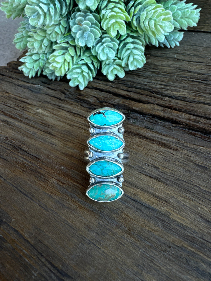 Kingman Turquoise Totem Ring - Adjustable