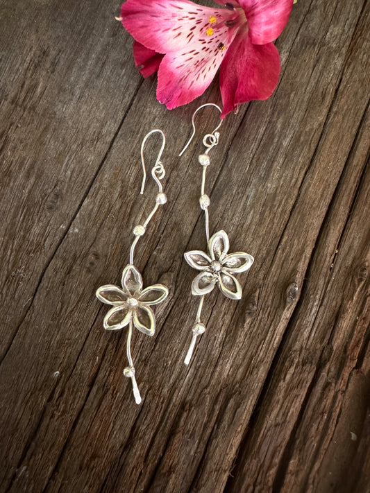 Sterling Plumeria Everyday Dangle Earrings