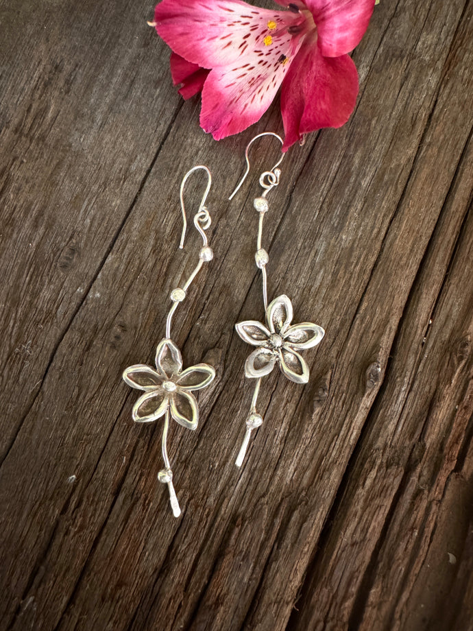Sterling Plumeria Everyday Dangle Earrings