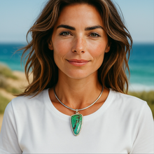 Load image into Gallery viewer, Turquoise And Sterling Silver Cuff Style Necklace
