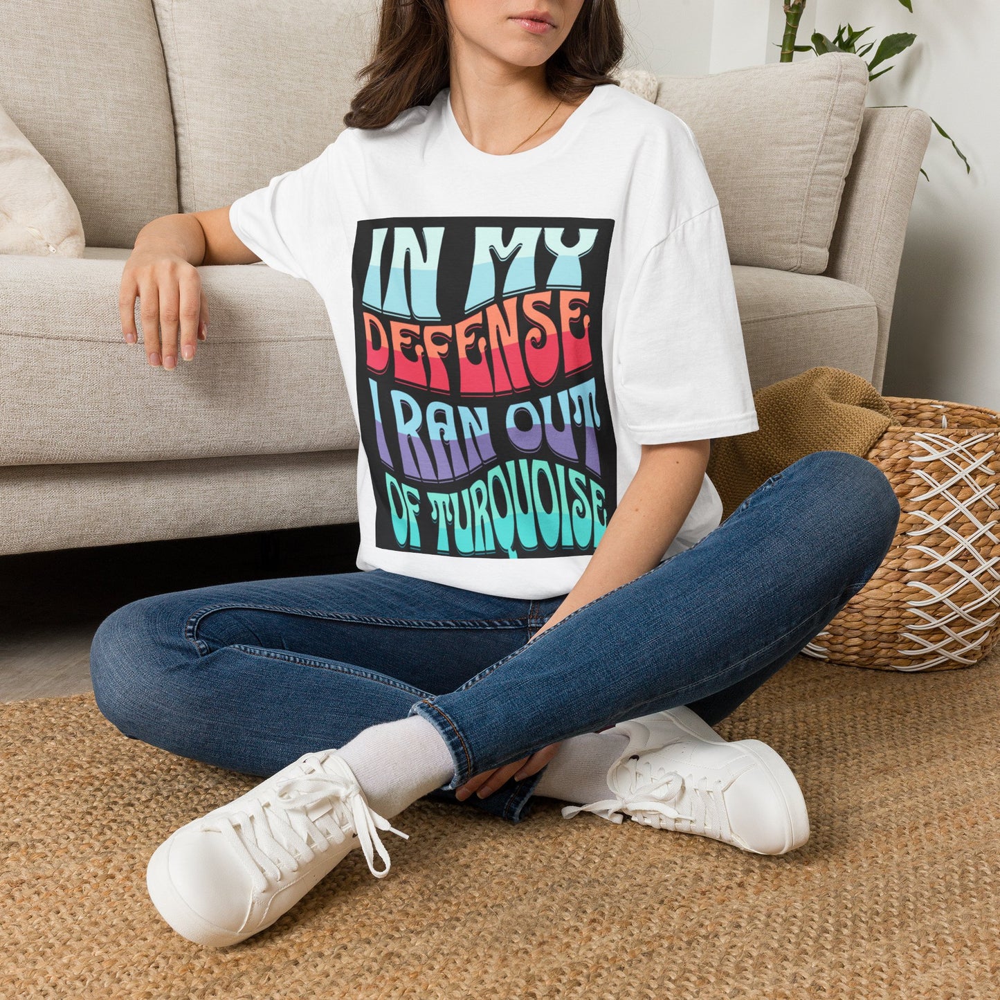 Turquoise Retro Graphic T-Shirt — "In My Defense I Ran Out Of Turquoise"