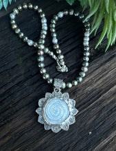 Load image into Gallery viewer, Guardian Of The Sea - Black Pearl Medallion Necklace.
