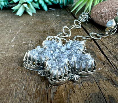 Amethyst Druzy Flower Necklace