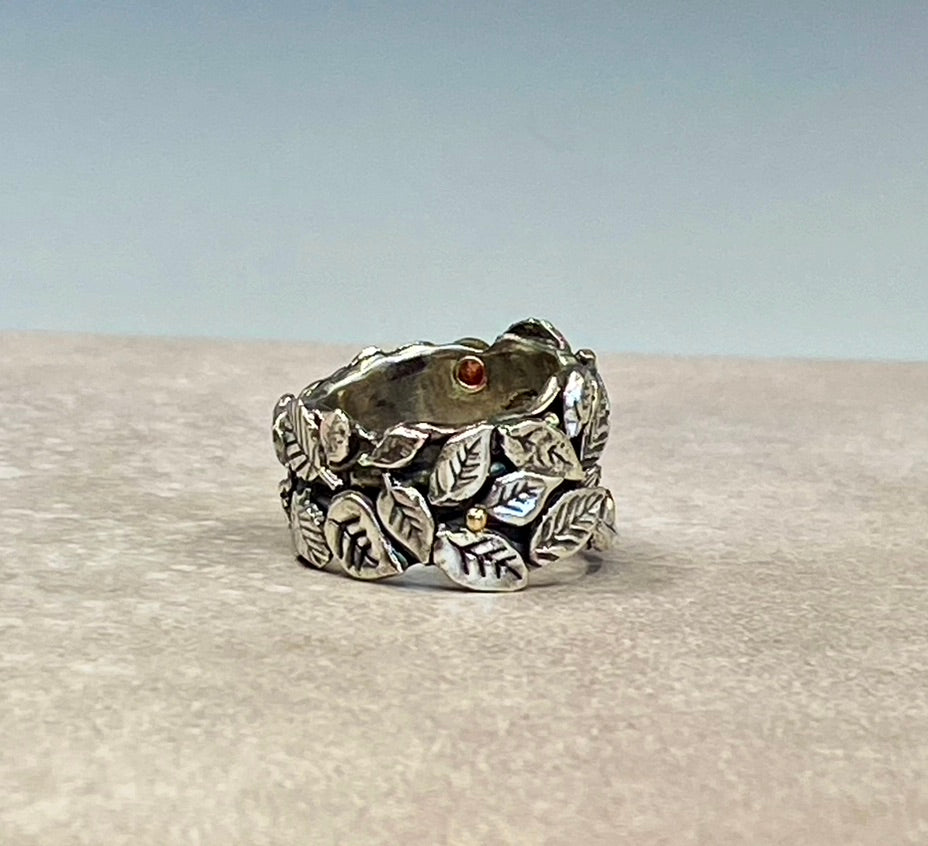 Garden of Eden Ring, Sterling Silver & 14k Yellow Gold With Moissanite