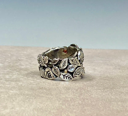 Garden of Eden Ring, Sterling Silver & 14k Yellow Gold With Moissanite