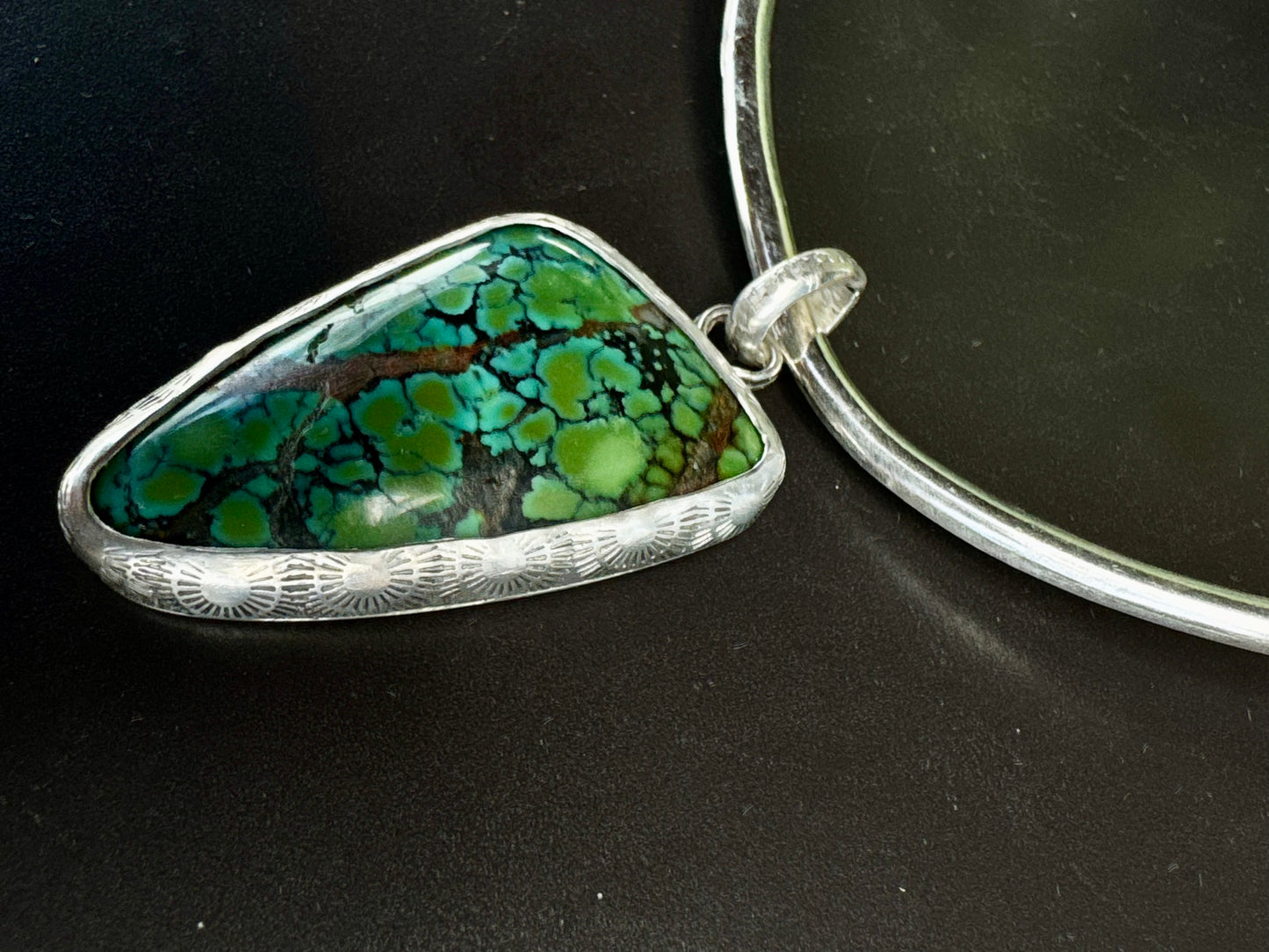 Turquoise And Sterling Silver Cuff Style Necklace