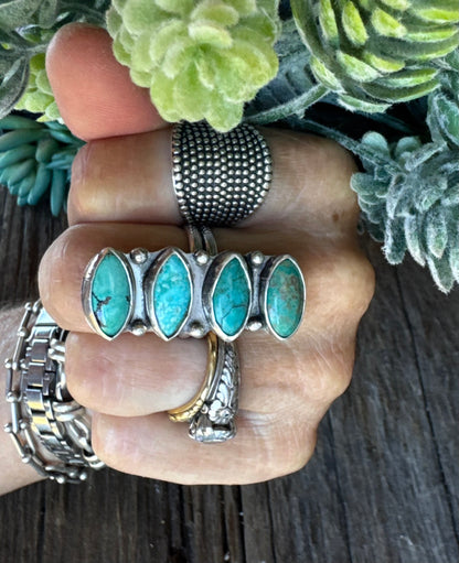 Kingman Turquoise Totem Ring - Adjustable