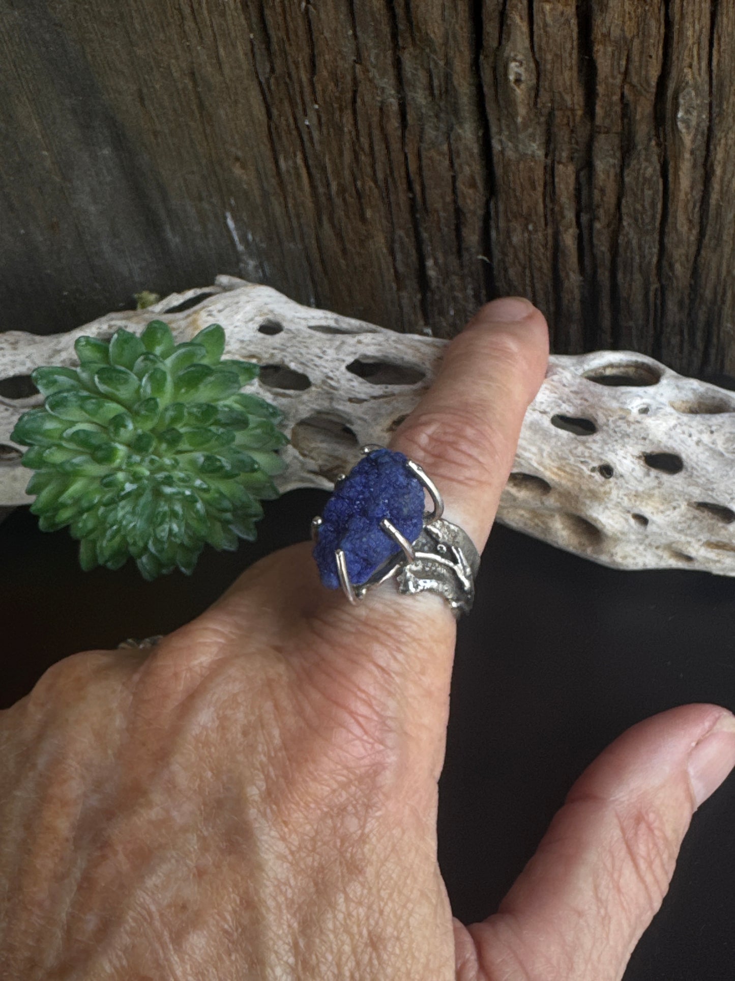 Raw Blue Azurite Statement Ring