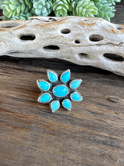 Kingman Turquoise Cluster Ring