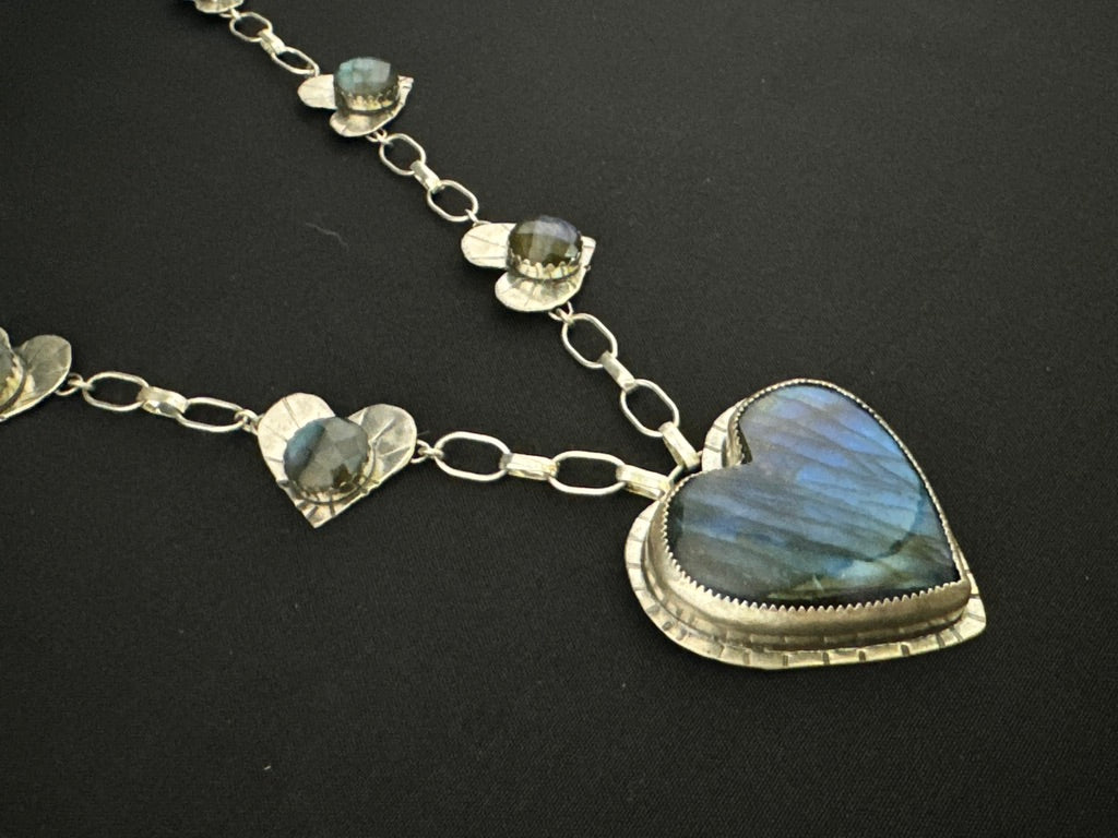 Labradorite “Love” Heart Statement Necklace