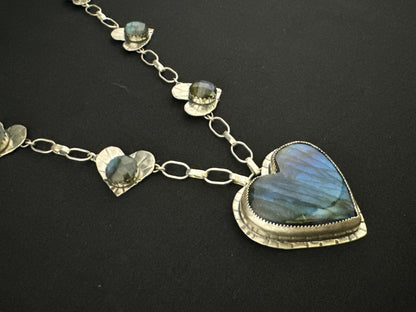 Labradorite “Love” Heart Statement Necklace