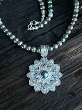 Load image into Gallery viewer, Guardian Of The Sea - Black Pearl Medallion Necklace.
