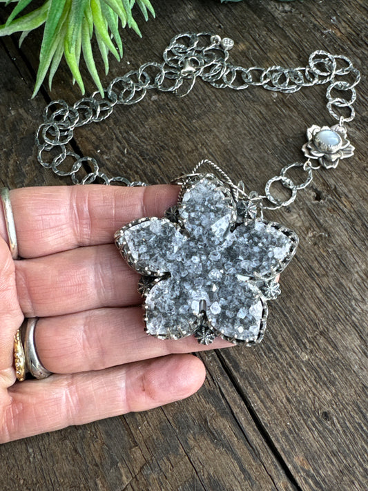 Amethyst Druzy Flower Necklace