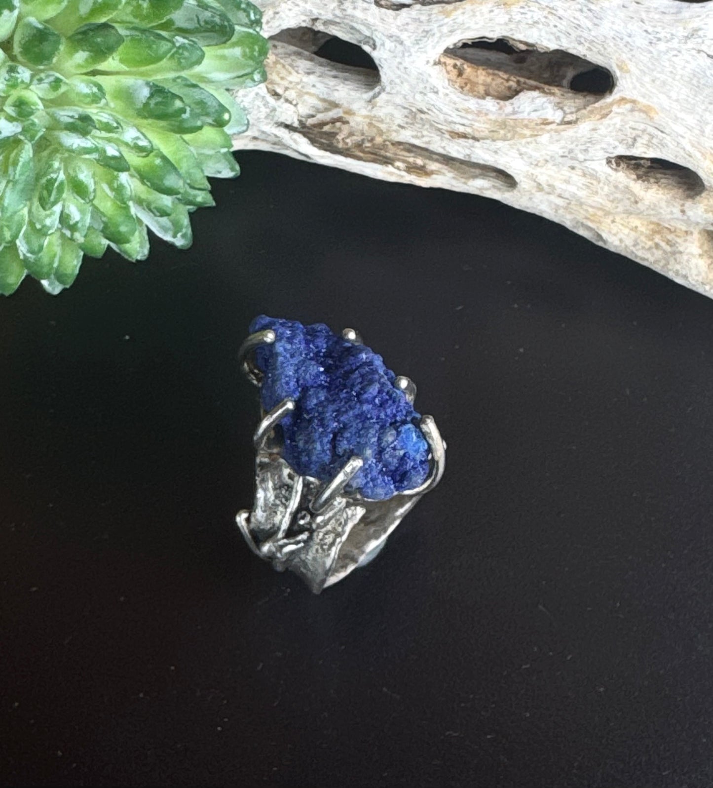 Raw Blue Azurite Statement Ring