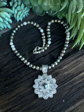 Load image into Gallery viewer, Guardian Of The Sea - Black Pearl Medallion Necklace.
