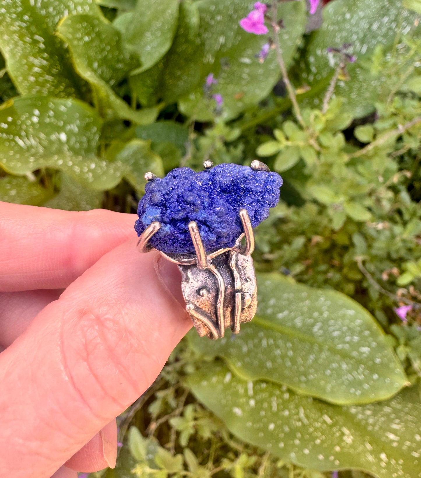 Raw Blue Azurite Statement Ring