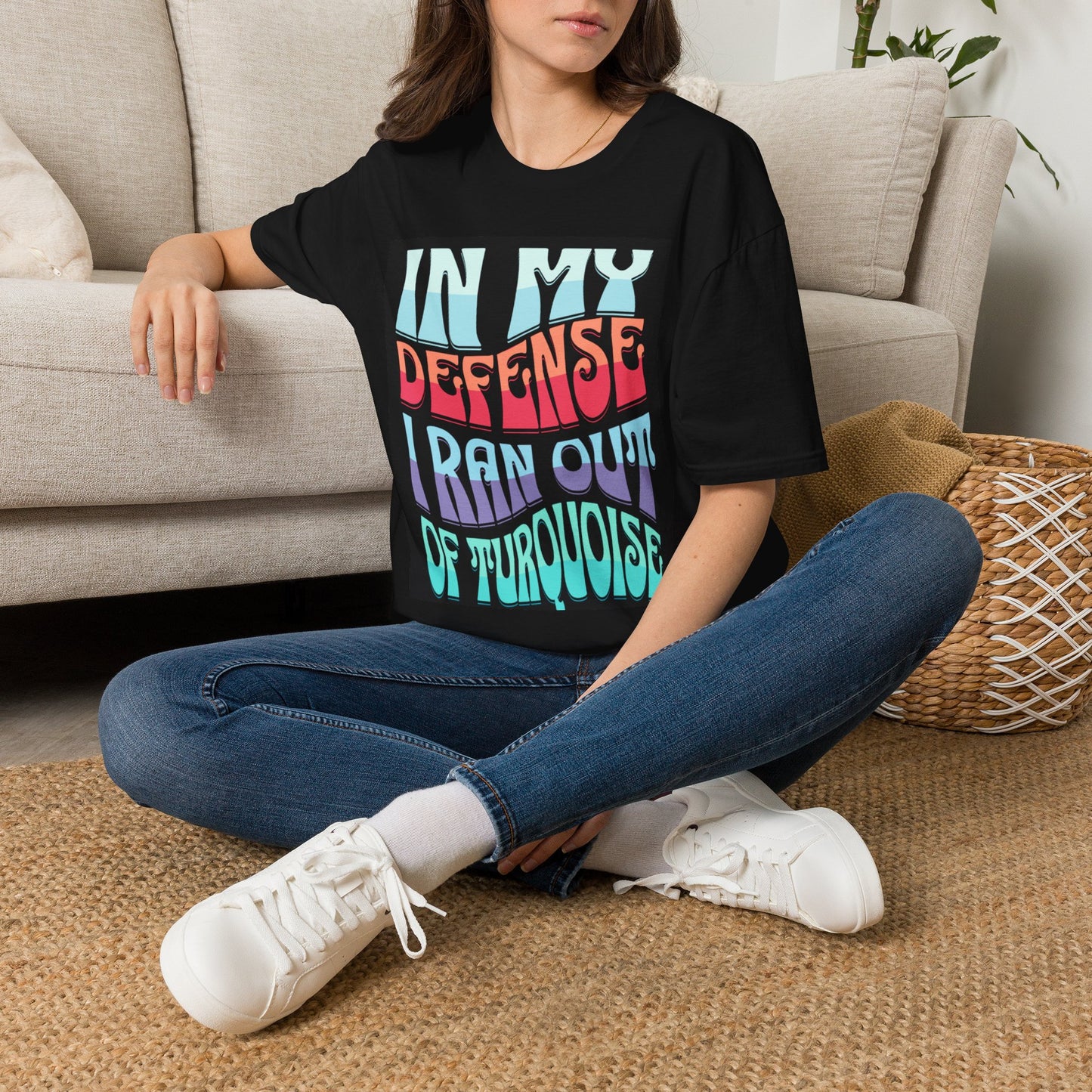 Turquoise Retro Graphic T-Shirt — "In My Defense I Ran Out Of Turquoise"